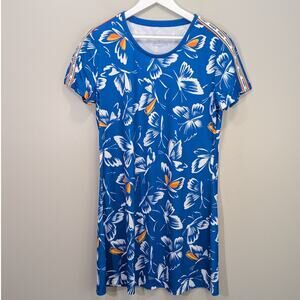 Adidas x Farm Rio Dress Blue White Butterfly Casual Travel Athleisure - Size L